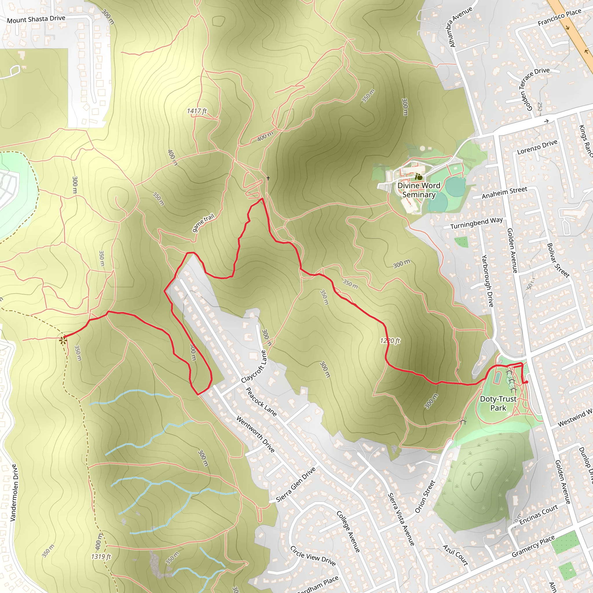 Doty Trust Park Out and Back mobile static map