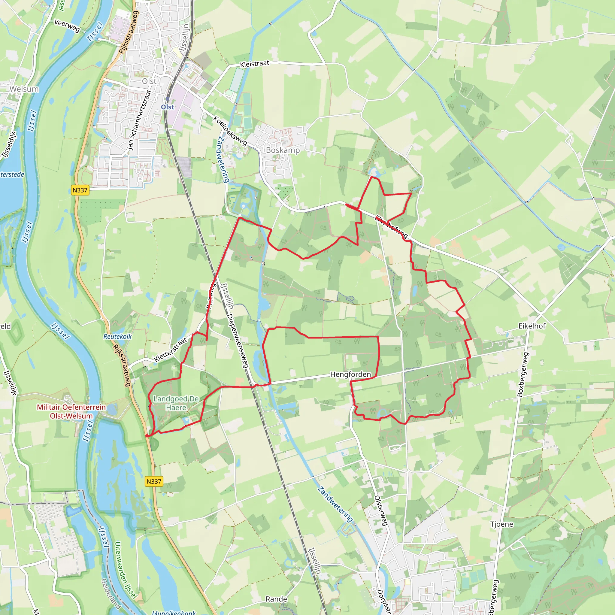 Kasteel De Haere, De Hei Fonteinkruid and Kasteel Spijkerbosch Loop mobile static map