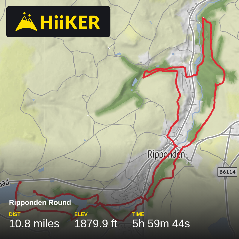 A map preview of the recording  Ripponden Round.