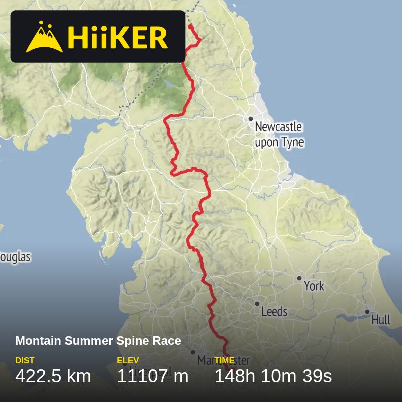A map preview of the recording Montain Summer Spine Race.