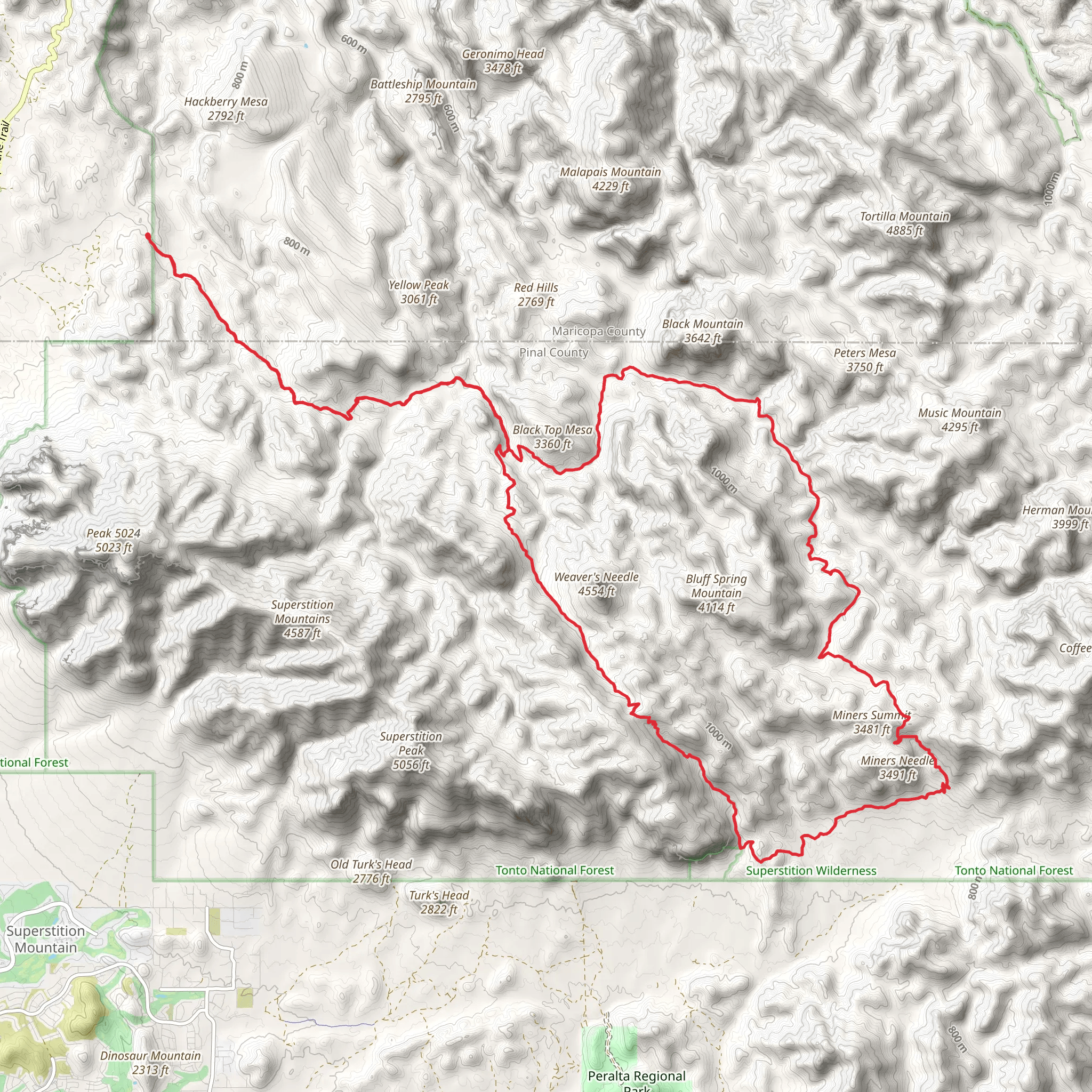 Dutchman and Peralta Trail mobile static map