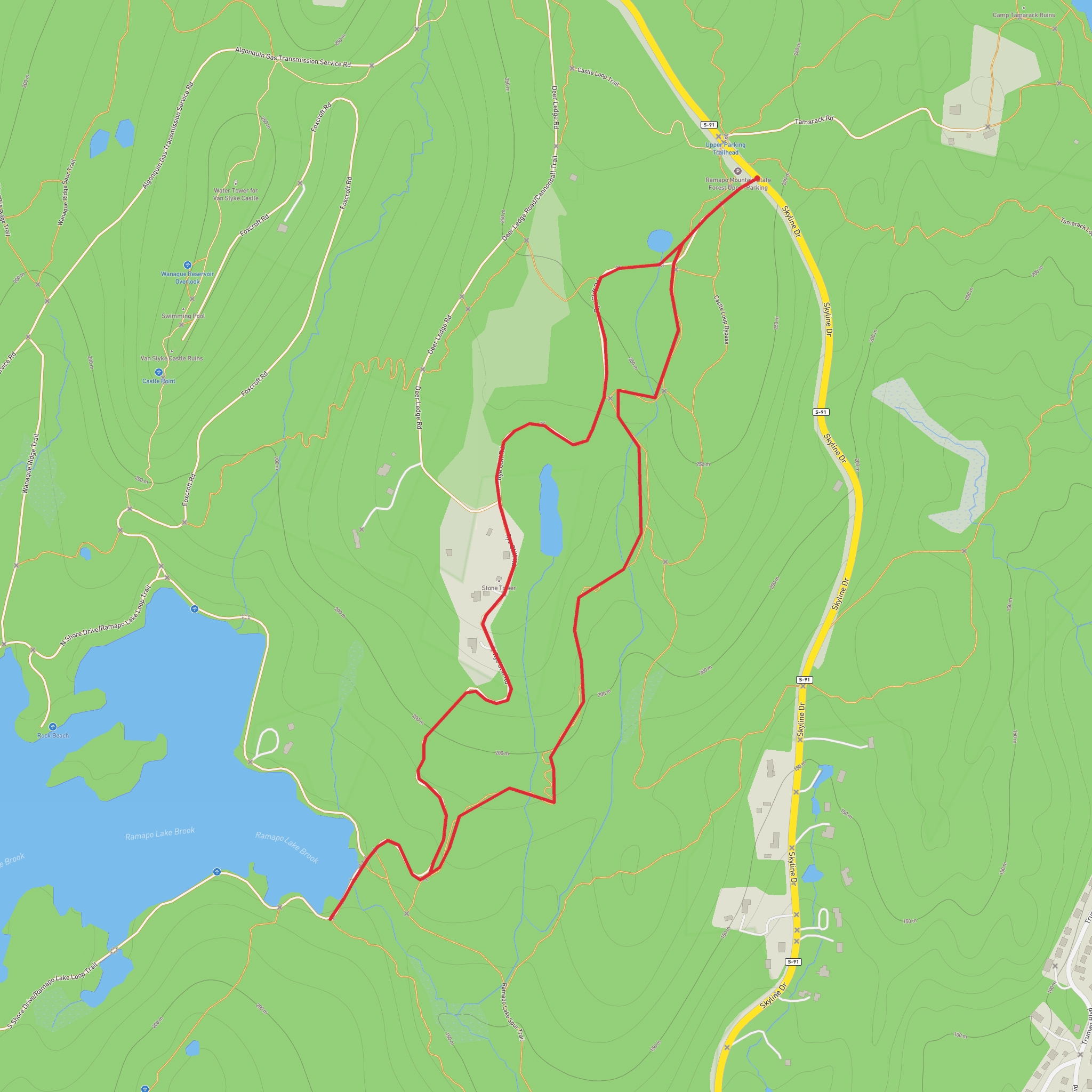 Ramapo Lake and Hoeferlin Memorial Loop Trail mobile static map