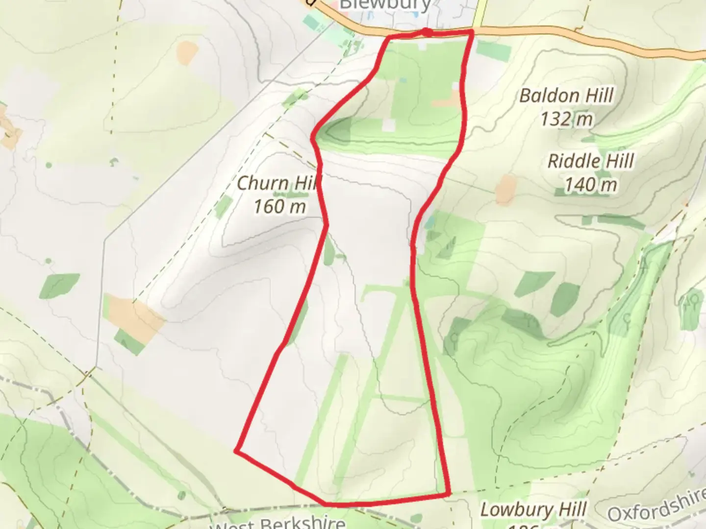 An image depicting the trail Blewbury Country Park Loop and its surrounding area.