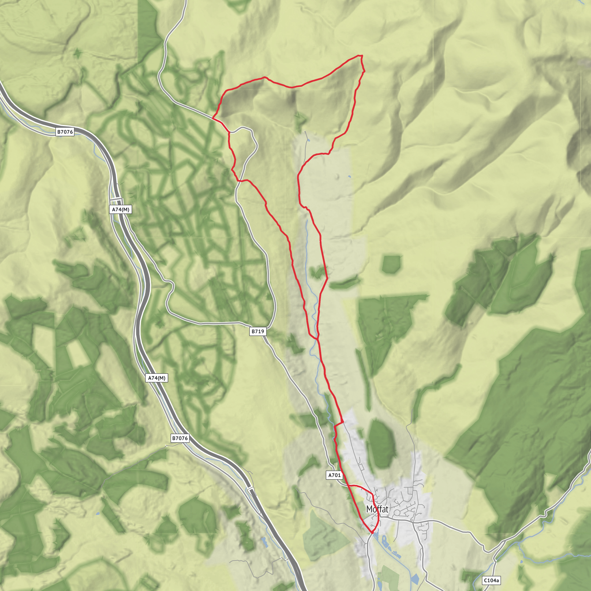 Ericstane Hill, Annanhead Hill, Great Hill and Chalk Rig Edge via Annandale Way mobile static map