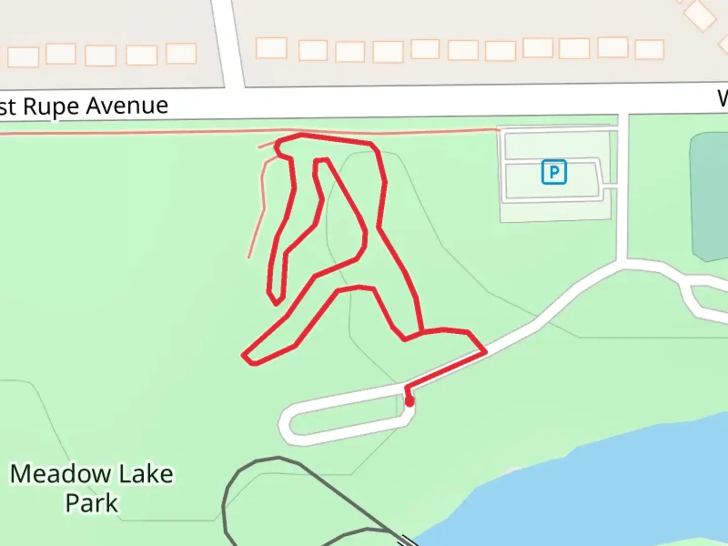 An image depicting the trail Meadowlake Walking Path Loop and its surrounding area.