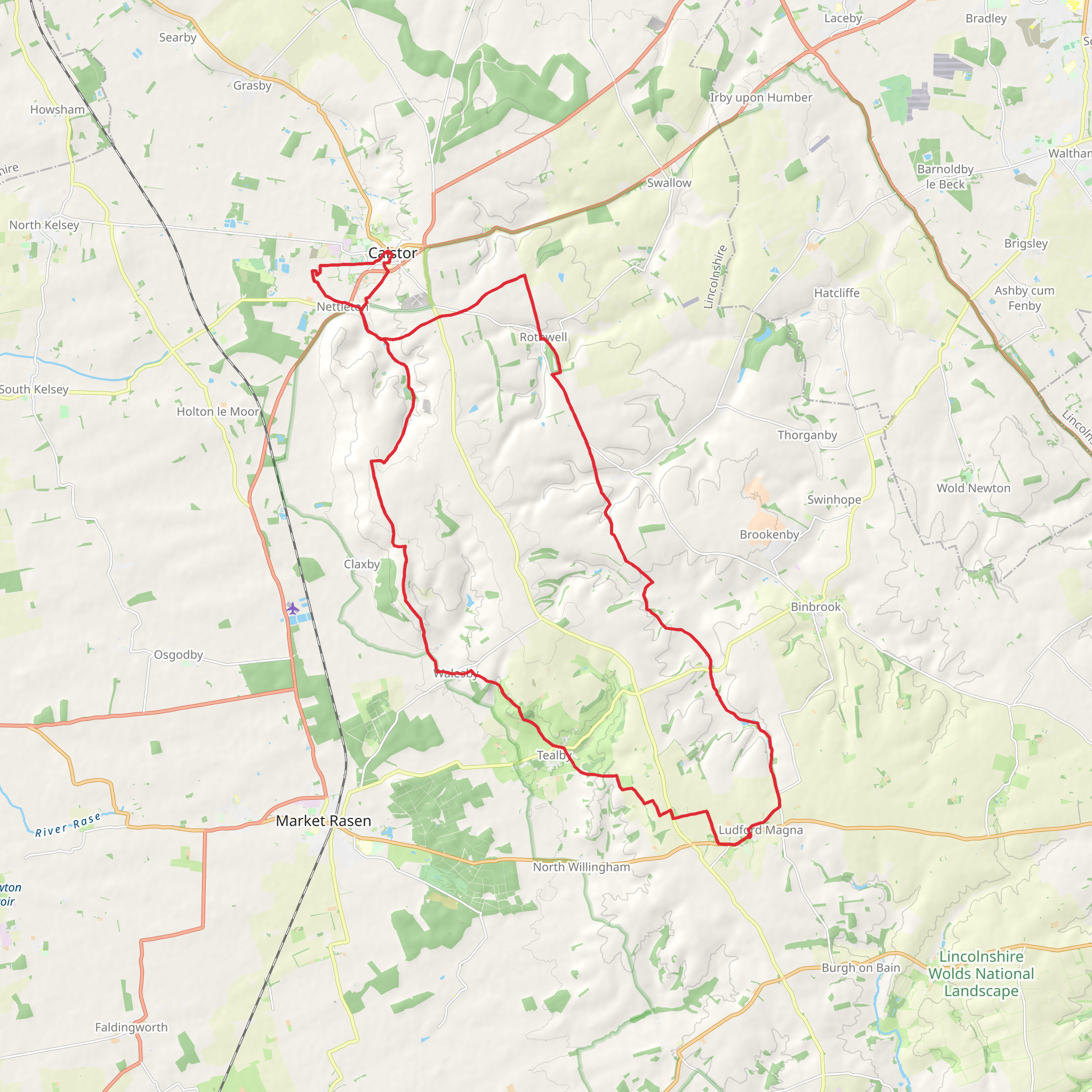 Caistor Loop via the Viking Way Alt Route mobile static map