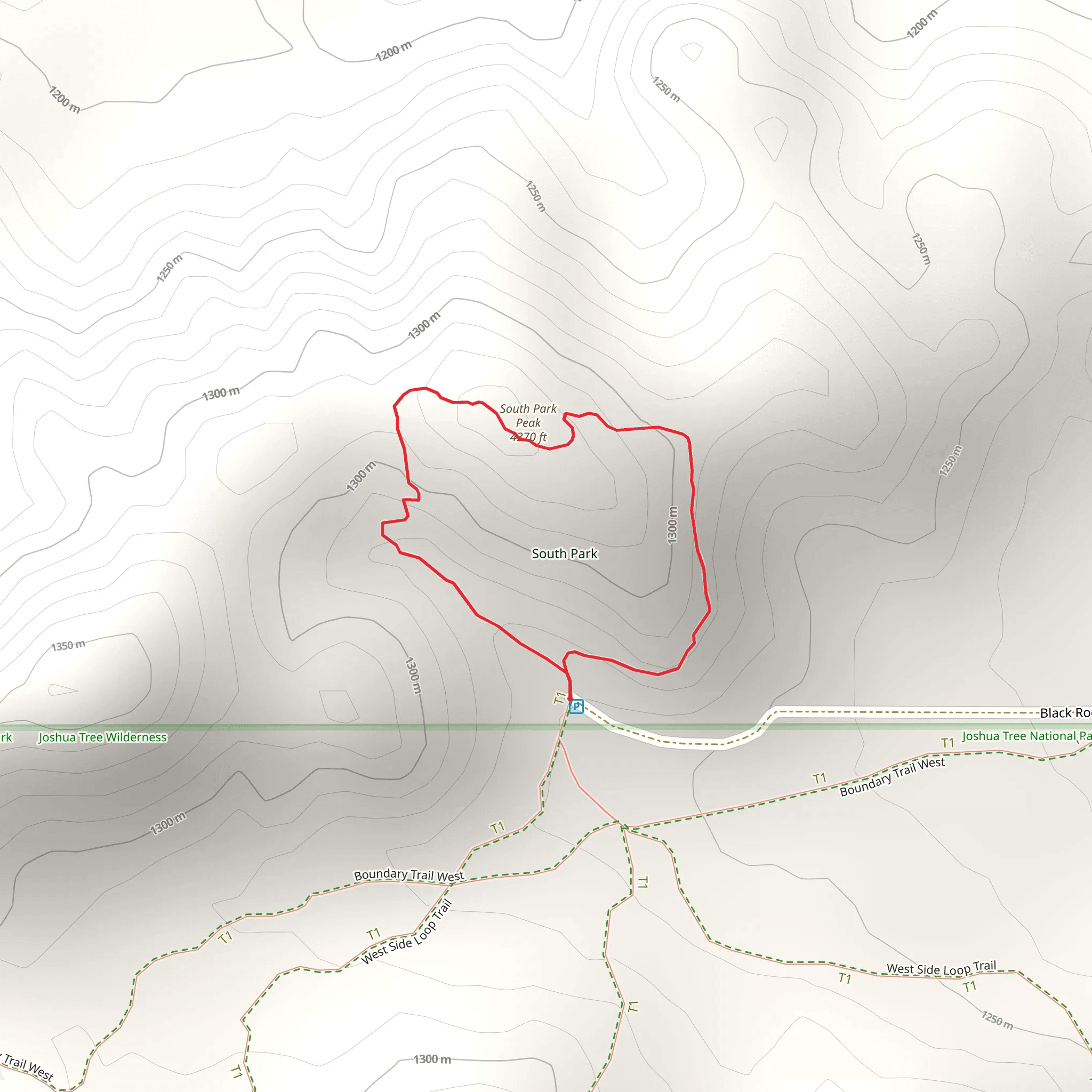 South Park Peak Loop mobile static map
