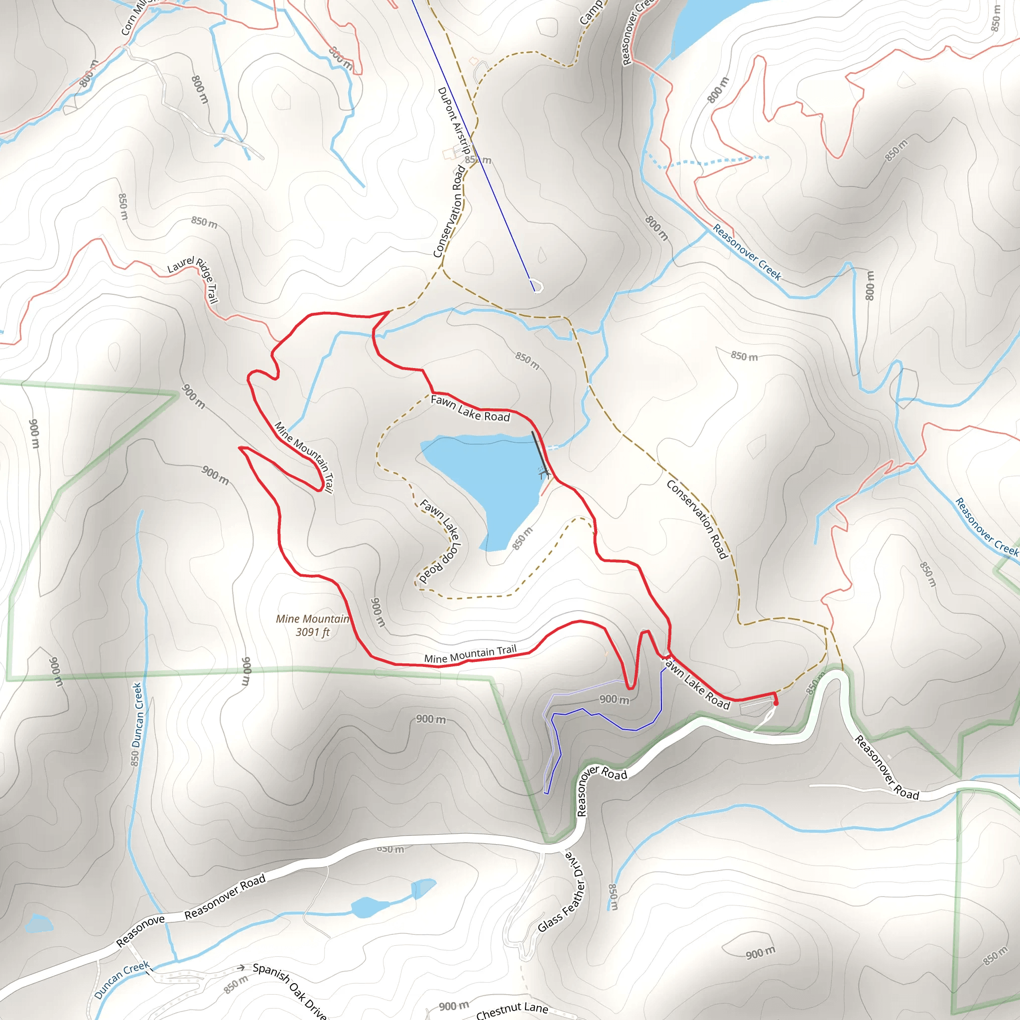 Mine Mountain Trail and Fawn Lake Road Loop mobile static map