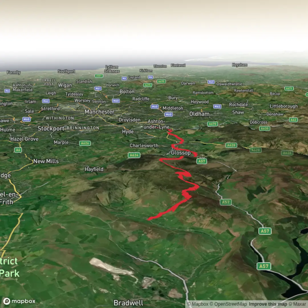 An image depicting the trail Hike from Edale via The Nab, Fairbrook Naze and Eastwood Nature Reserve and its surrounding area.