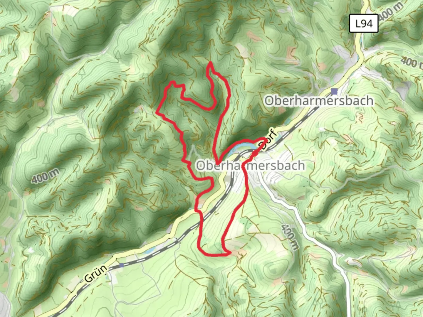 An image depicting the trail Katzenstein, Bernhardsberg and Jedensbach Loop and its surrounding area.