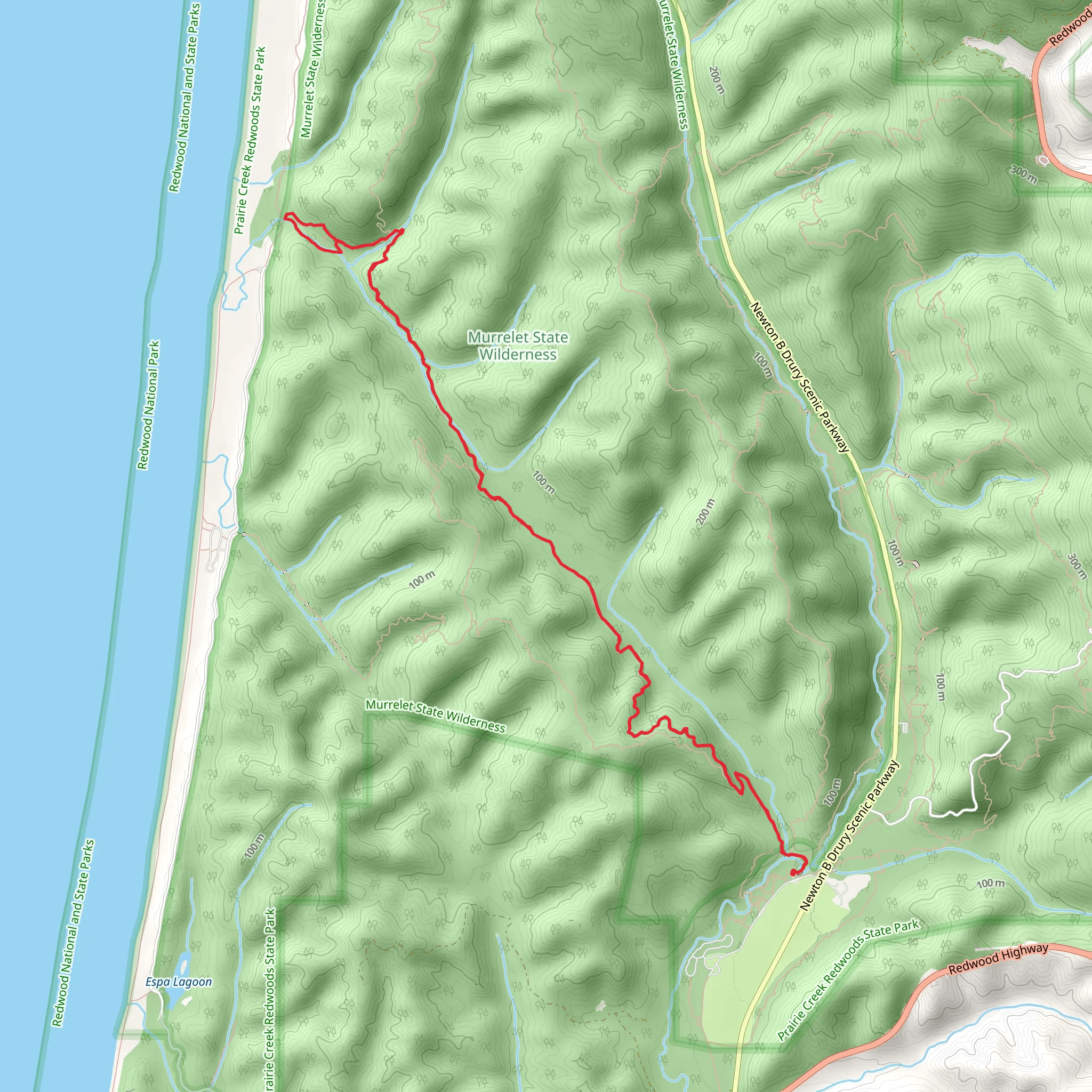 James Irvine Trail to Fern Canyon Loop Trail mobile static map