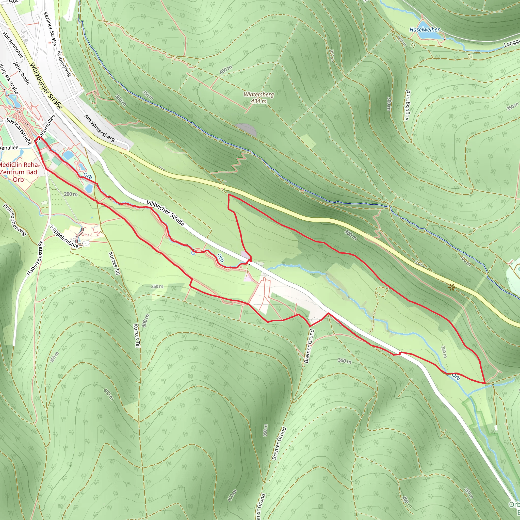 Spessartweg and Naturlehrpfad Orbtal mobile static map