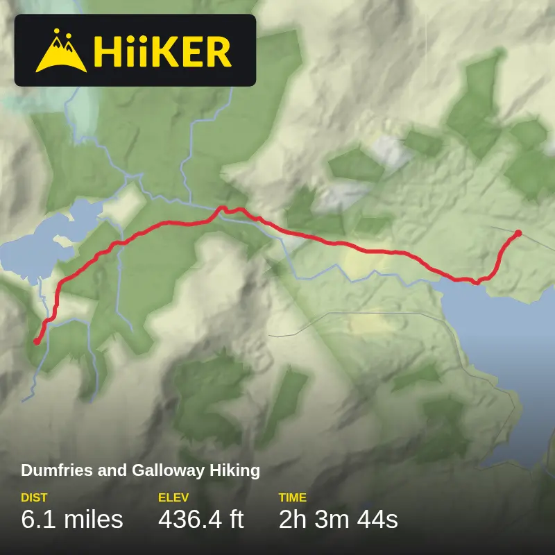 A map preview of the recording Dumfries and Galloway Hiking.