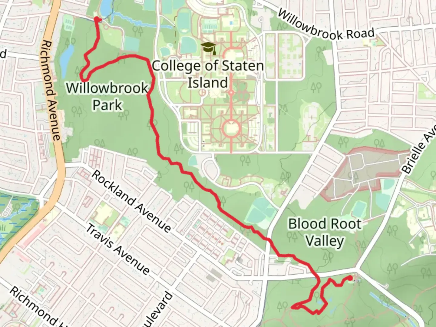 An image depicting the trail Greenbelt White Trail - Willowbrock Park and its surrounding area.