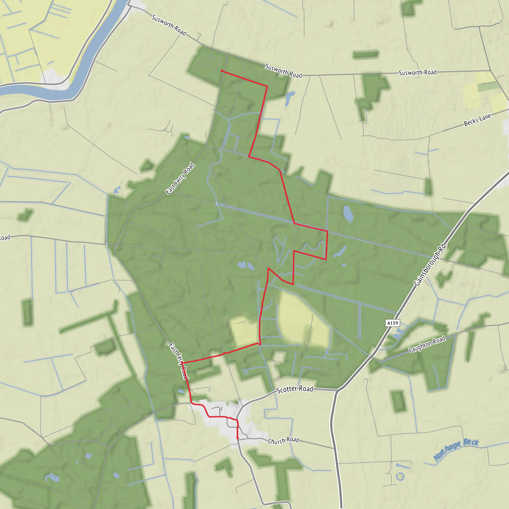 Laughton Woods to the Pub via Laughton Forest mobile static map