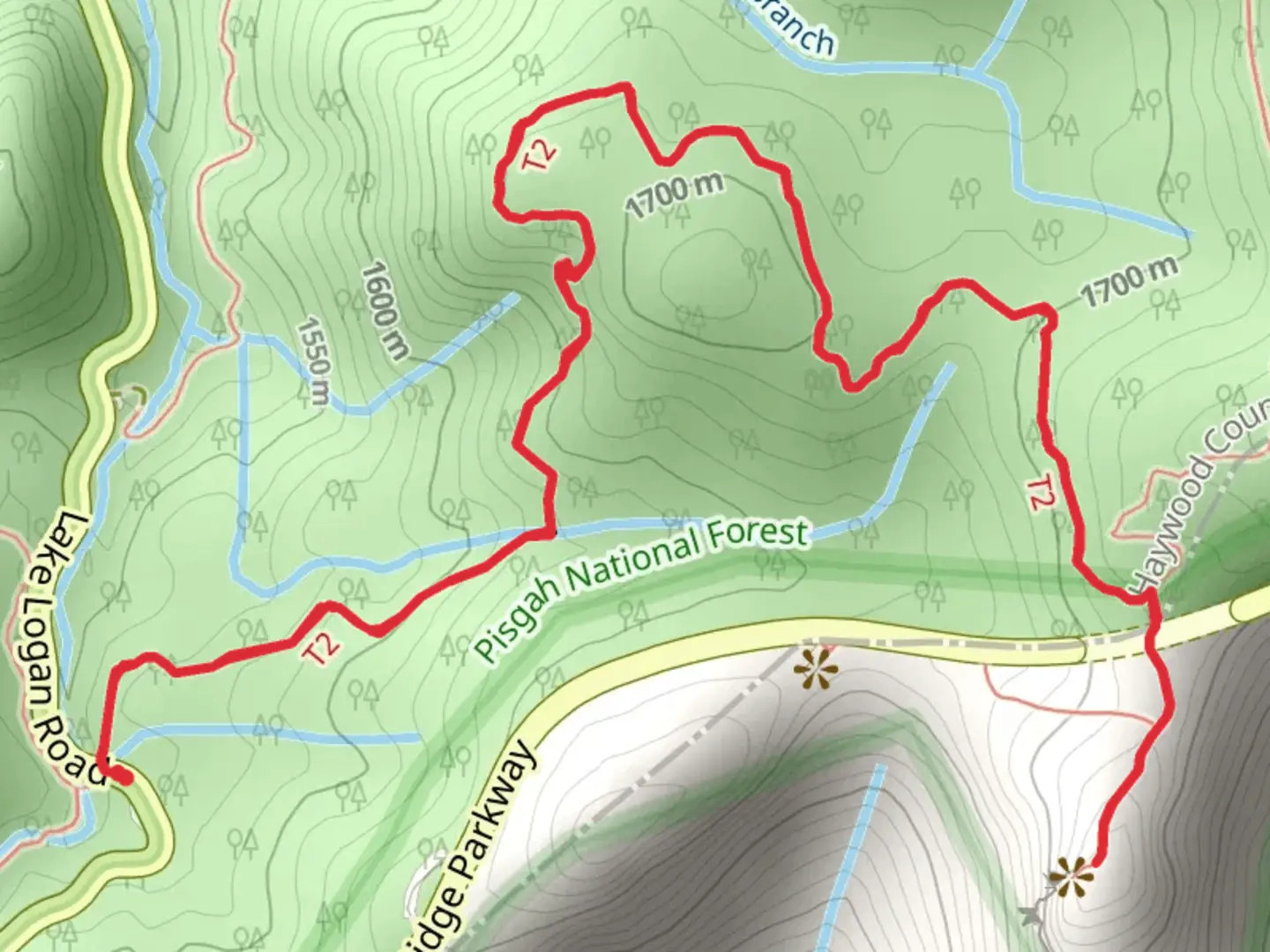 An image depicting the trail Devils Courthouse via Mountains-to-Sea Trail and its surrounding area.