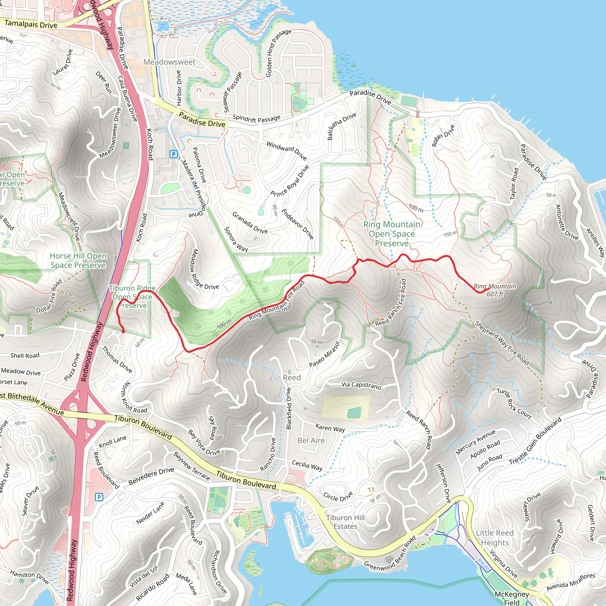 Ring Mountain Out and Back mobile static map