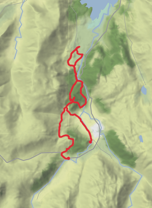 Seatoller to Grange inc Lingy Bank, Castle Crag & High Doat mobile static map