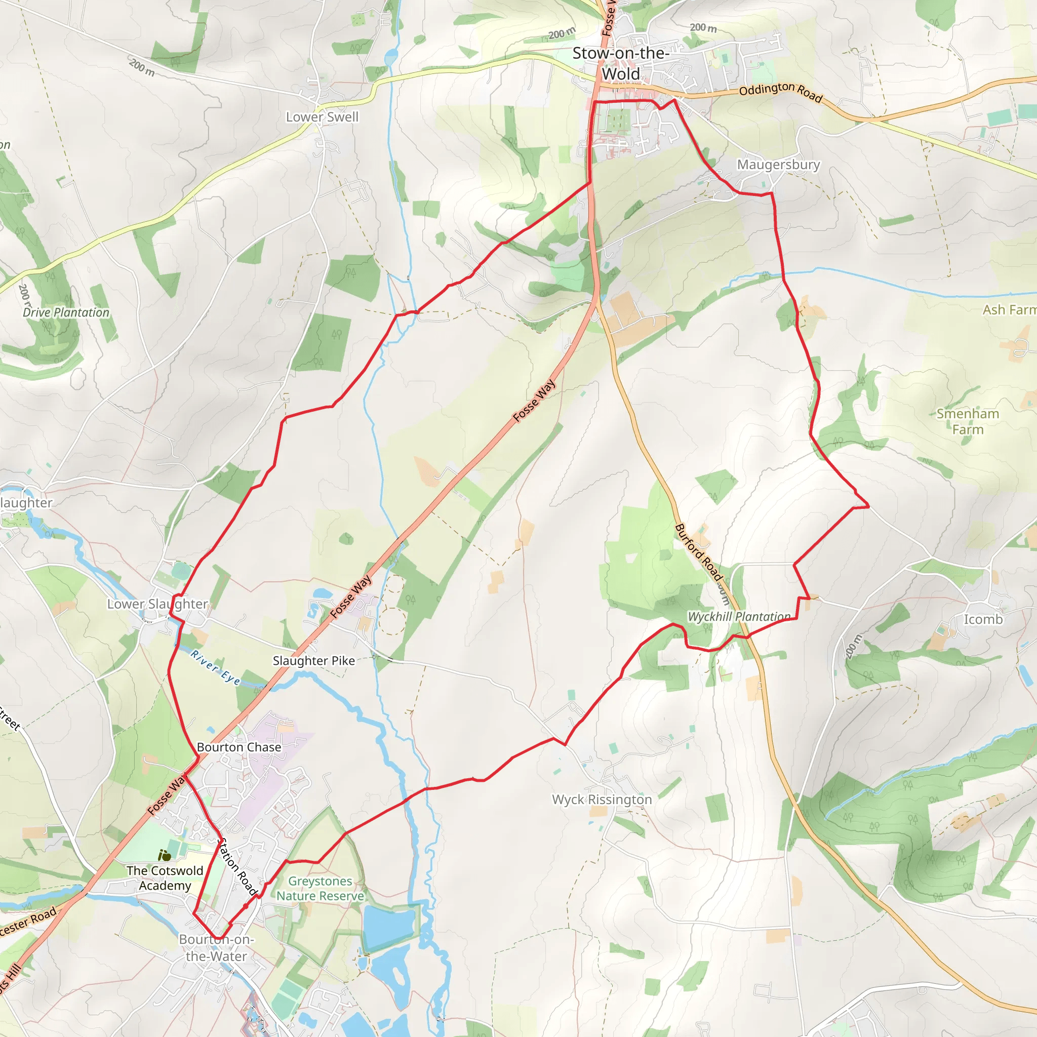 Bourton on the Water and Lower Salughter mobile static map