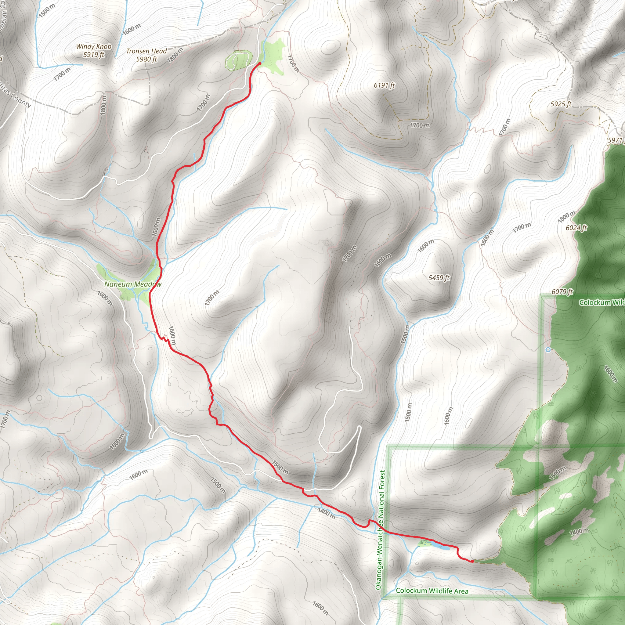 Naneum Creek Trail mobile static map