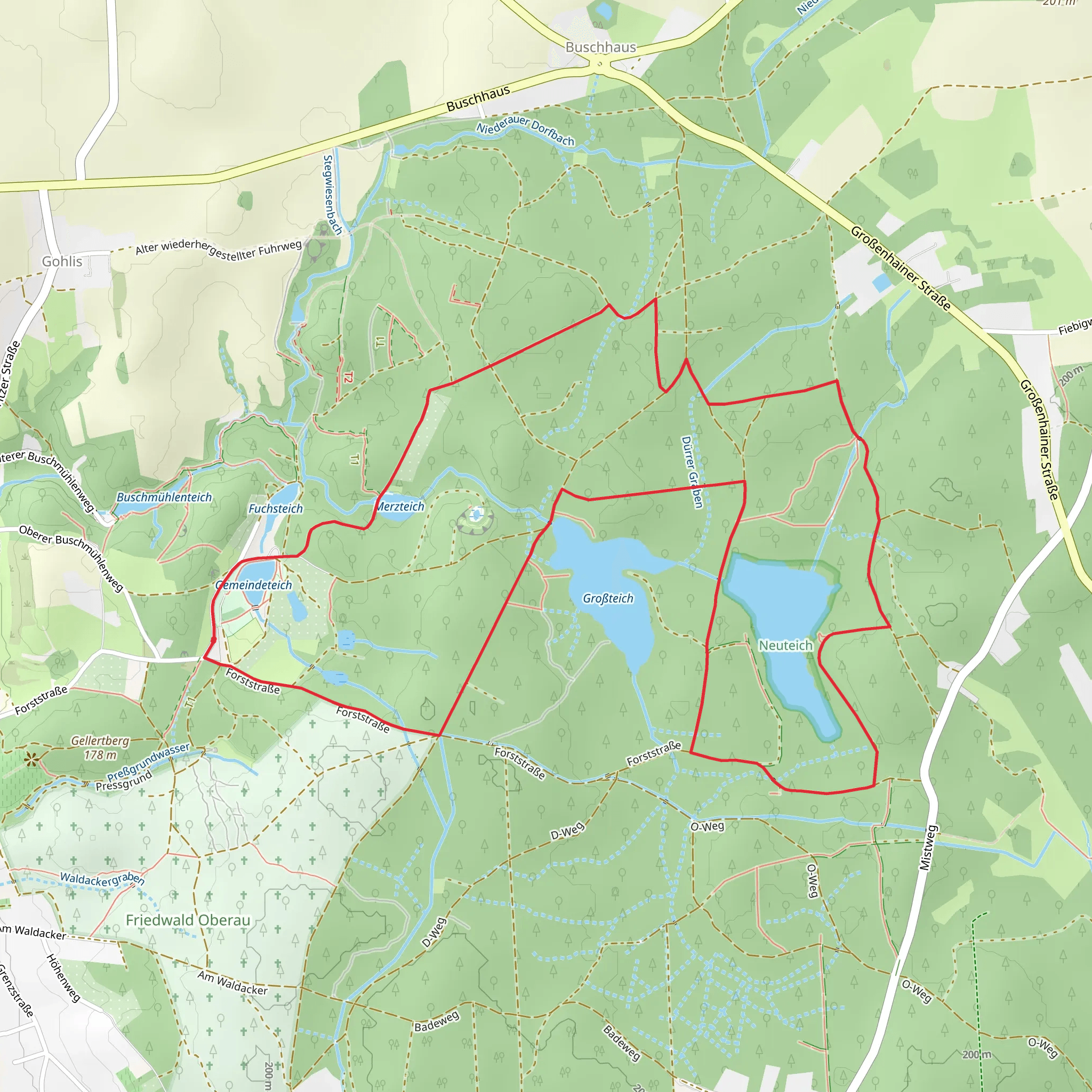 Großteich, Neuteich and Gemeindeteich via Rundweg Gelber Punkt mobile static map
