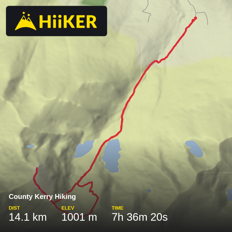A map preview of the recording County Kerry Hiking.