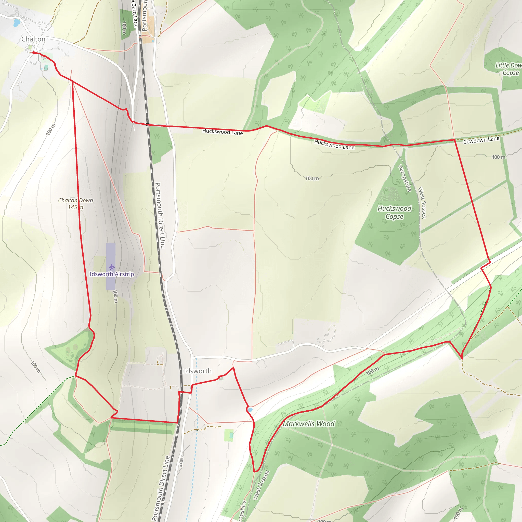 Chalton to Idsworth Loop mobile static map