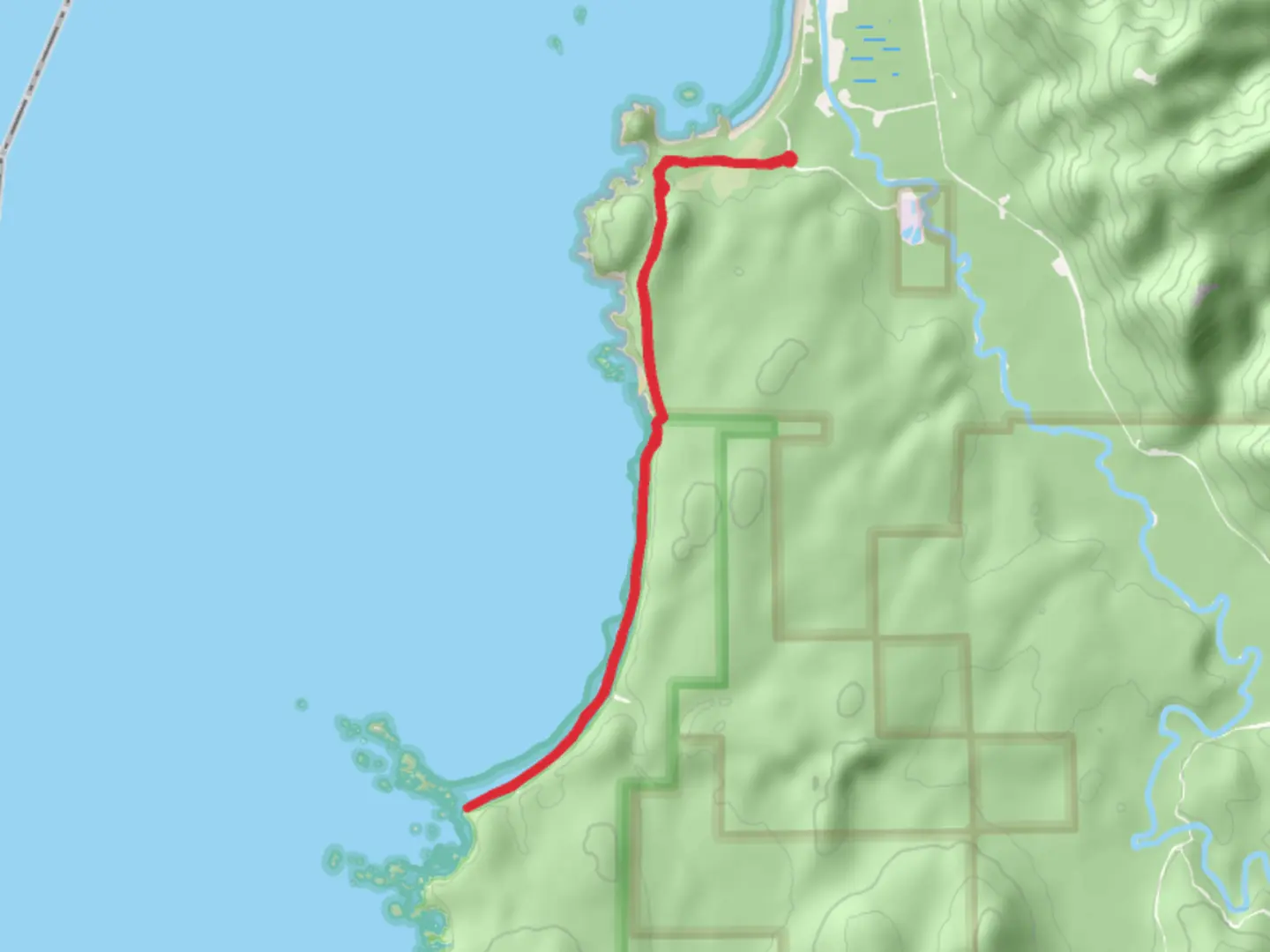 An image depicting the trail Olympic Coast North and its surrounding area.