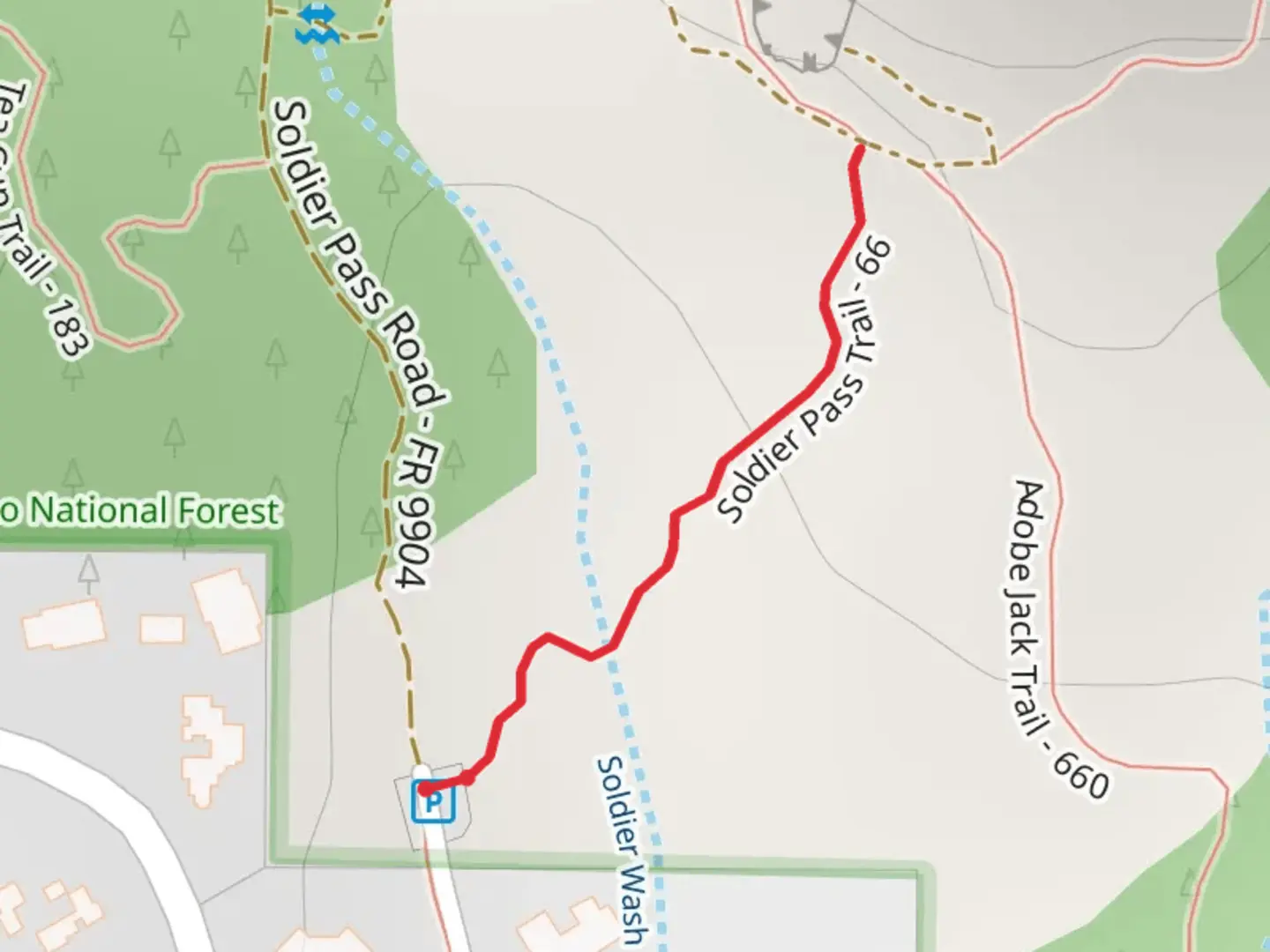 An image depicting the trail Soldier Pass Road and its surrounding area.