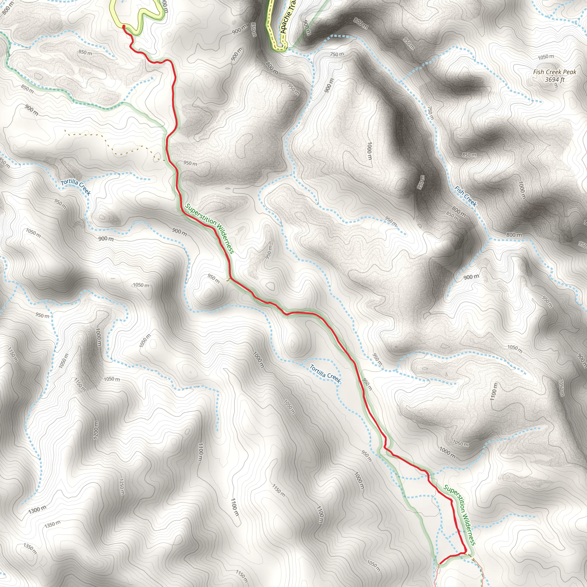 Walk along Tortilla Creek mobile static map