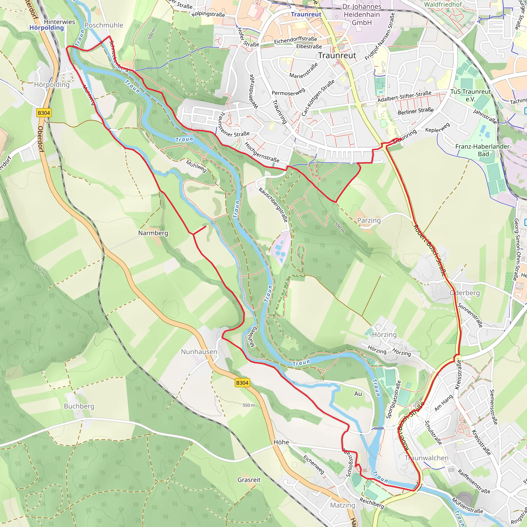 Traun Loop via Stadtrundweg | Traunstein | Germany
