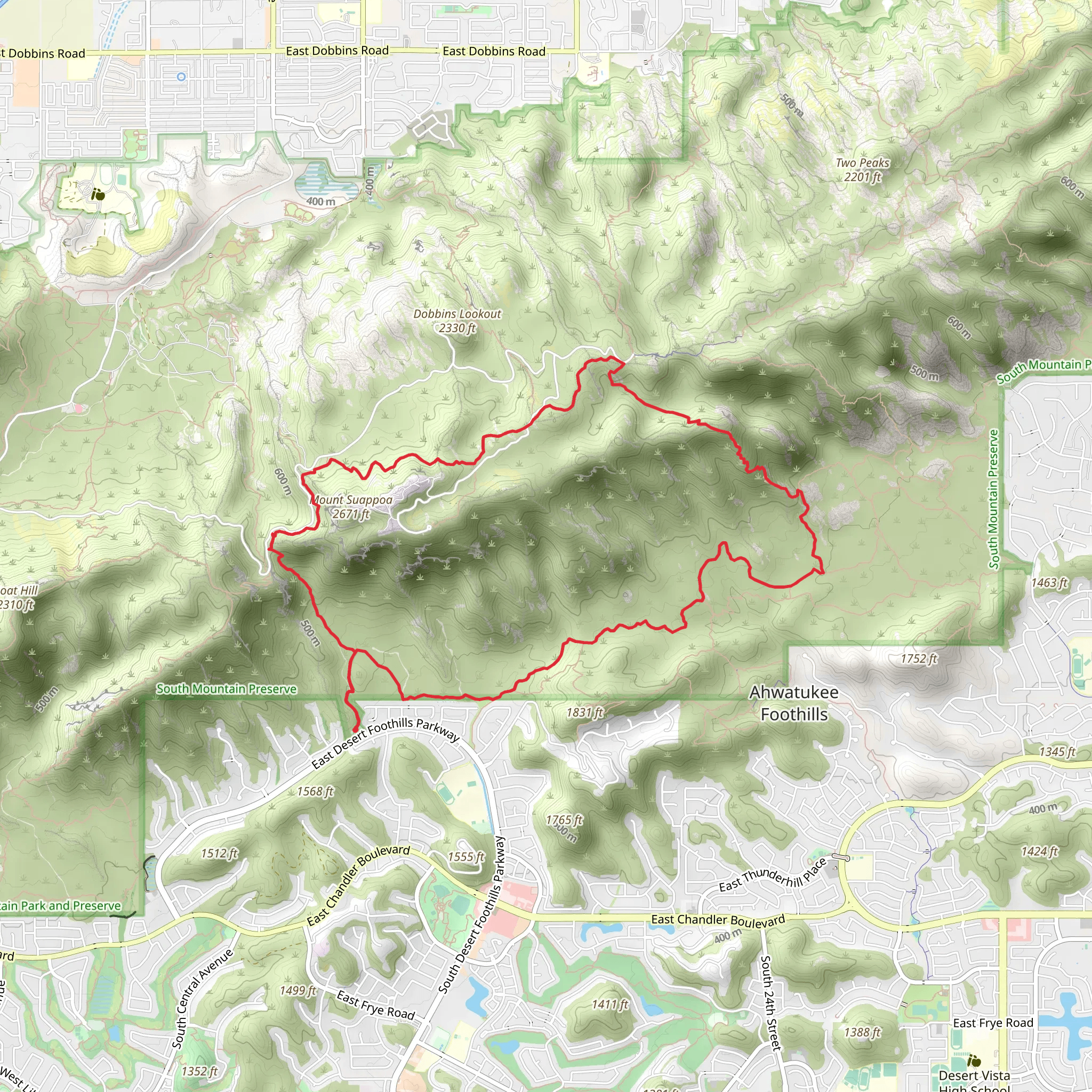 Telegraph Pass, Maricopa Trail and Desert Classic Trail mobile static map