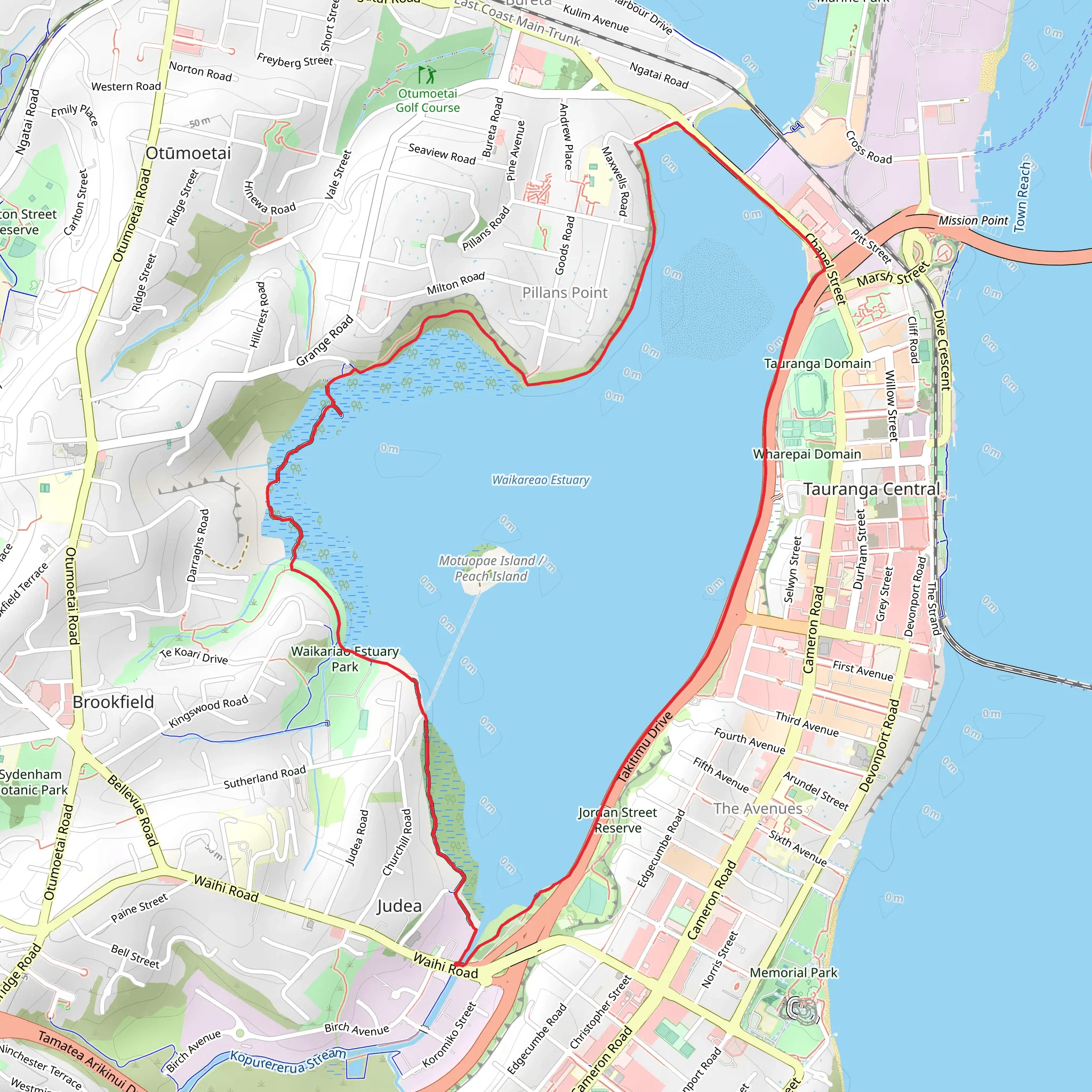 Waikareo Estuary Walkway Loop mobile static map