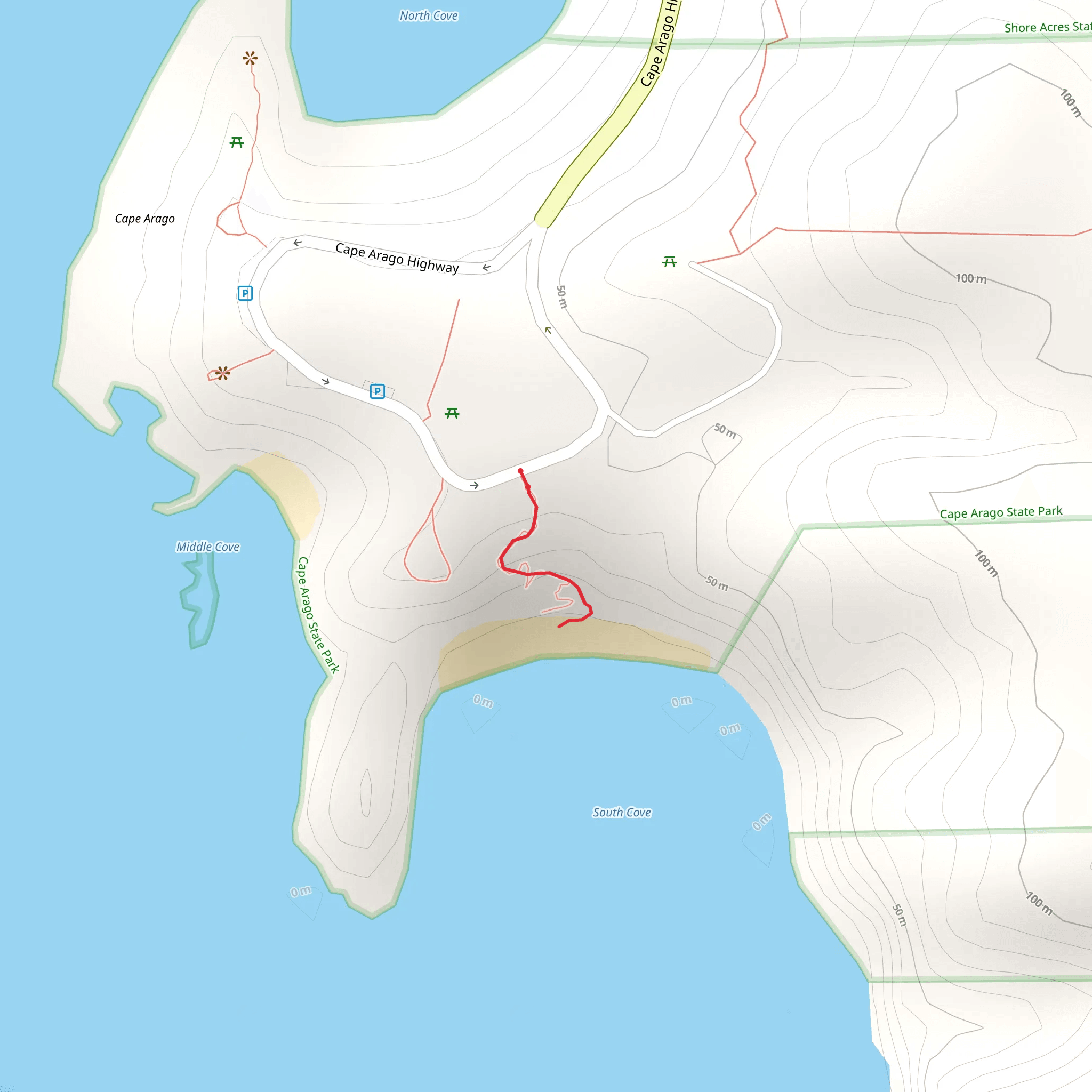 Cape Argo South Cove Trail mobile static map