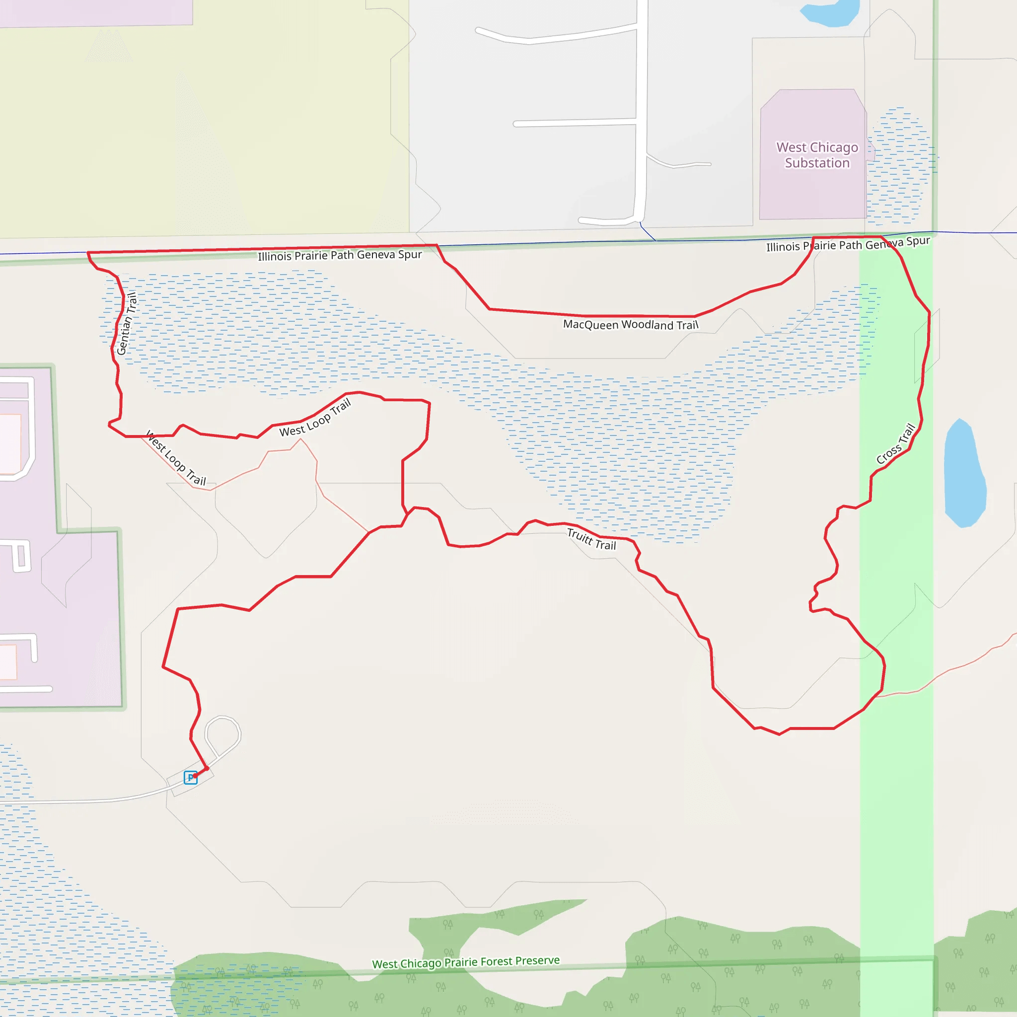Gentian Trail and MacQueen Woodland Trail mobile static map