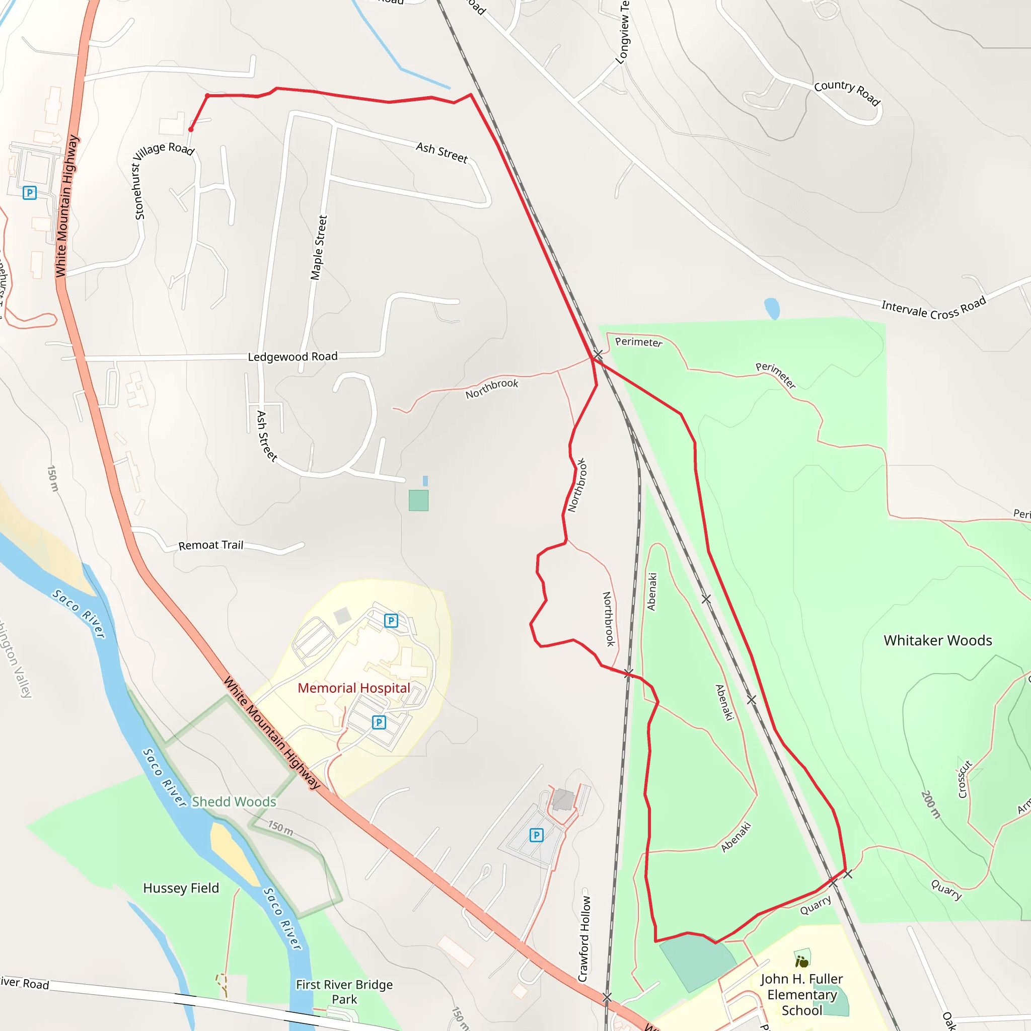 Whitaker and Bancroft Trail loop via Stonehust Trail mobile static map