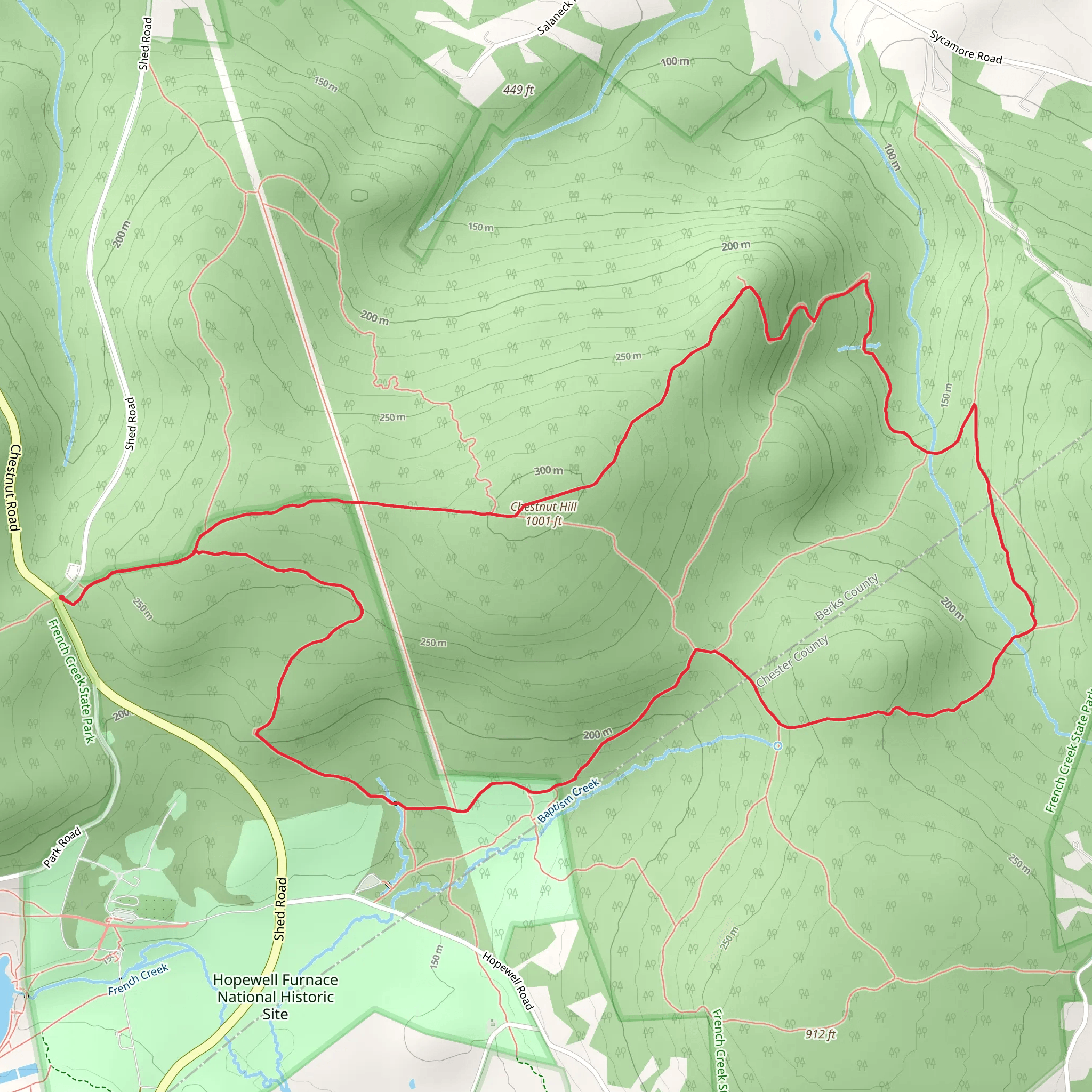 Chestnut Hill via Mill Creek Trail and Racoon Trail mobile static map