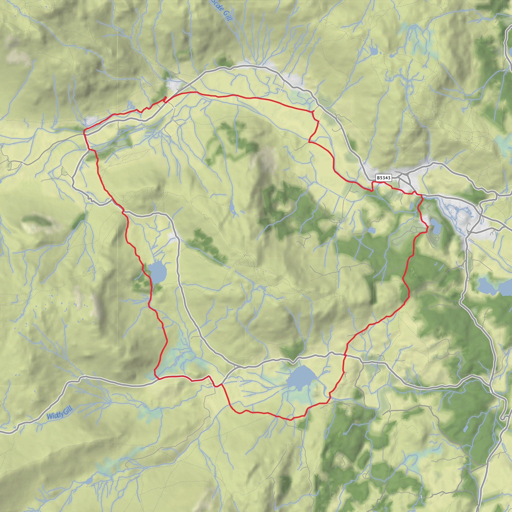 Langdale Loop from Stykle Barn mobile static map