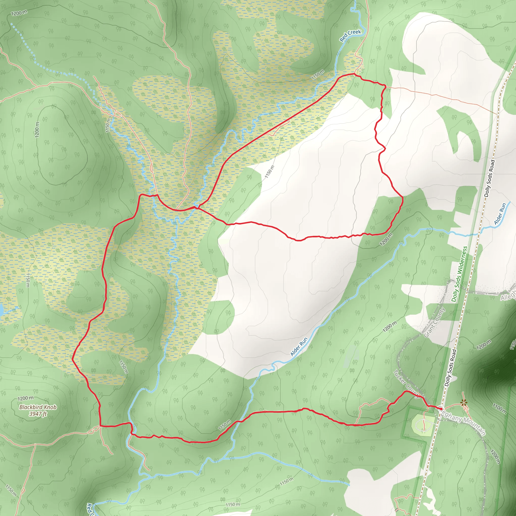 Blackbird Knob and Dobbin Grade Loop Trail mobile static map