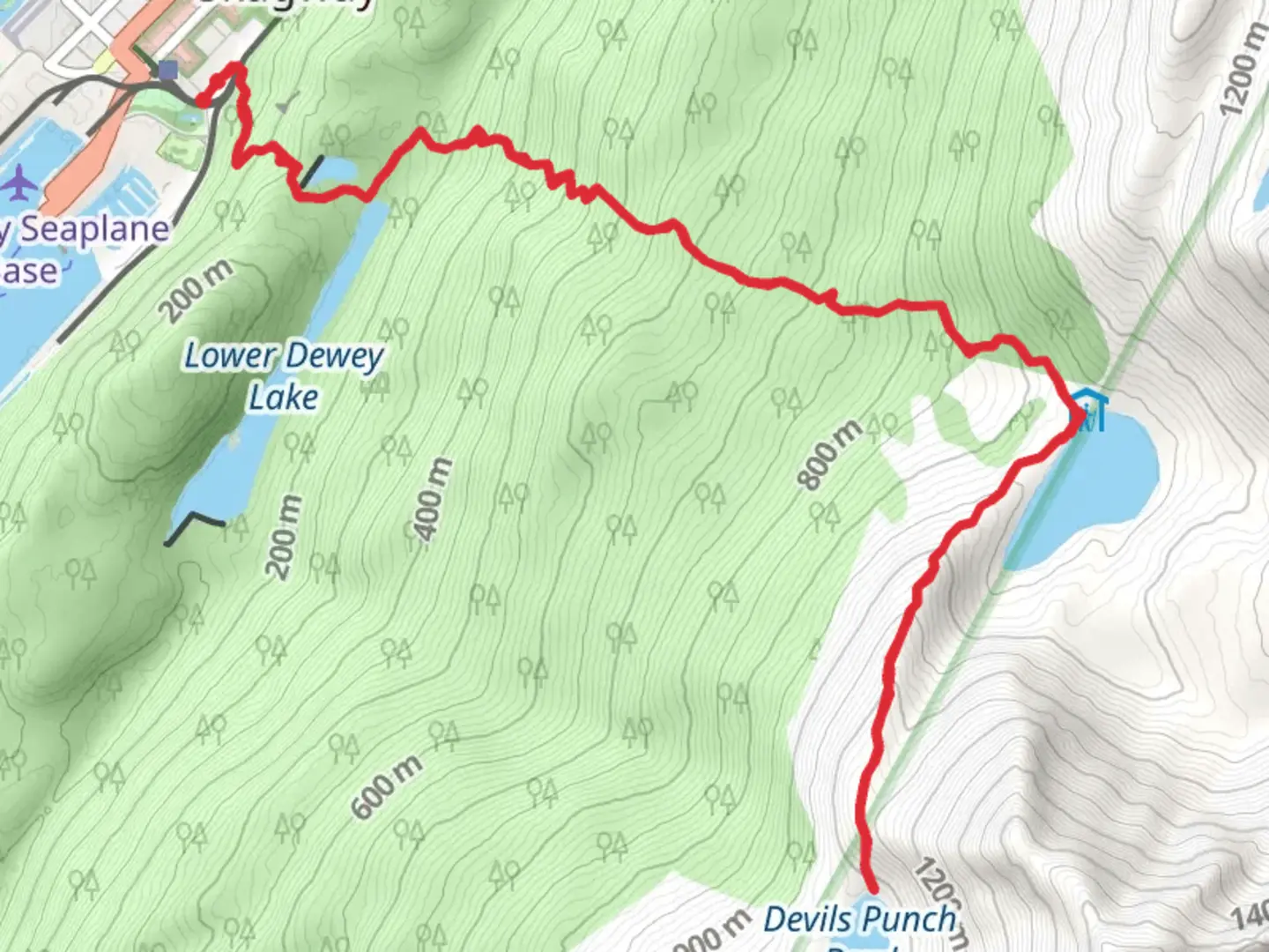 An image depicting the trail Devils Punch Bowl from Congress Way and its surrounding area.