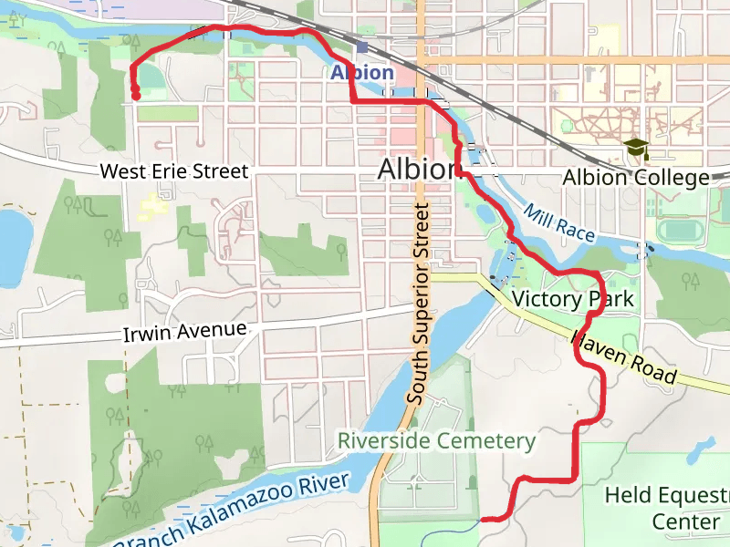Washington Street Park and Victory Park via Albion River Trail