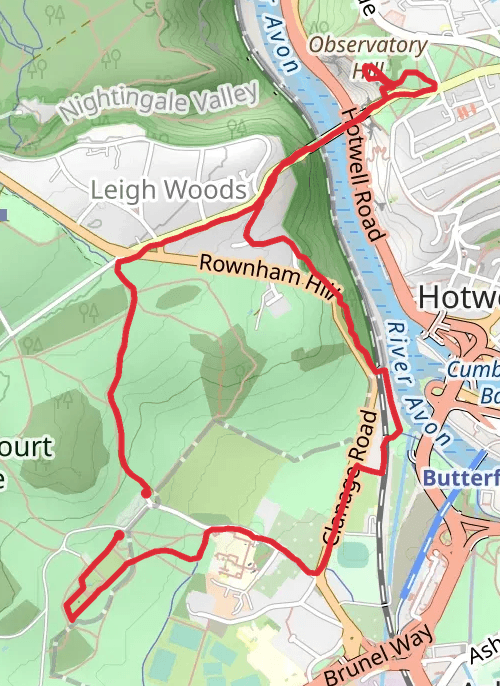 trekkie trails bristol 1 Clifton Suspension Bridge Ashton Court Rownham Woods mobile static map