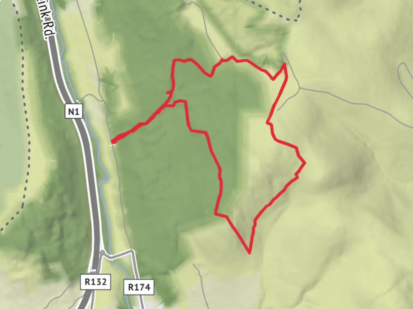 An image depicting the trail Hike from Ravensdale CP to Annavarna, Follies, Green Road, Black Mountain, and its surrounding area.