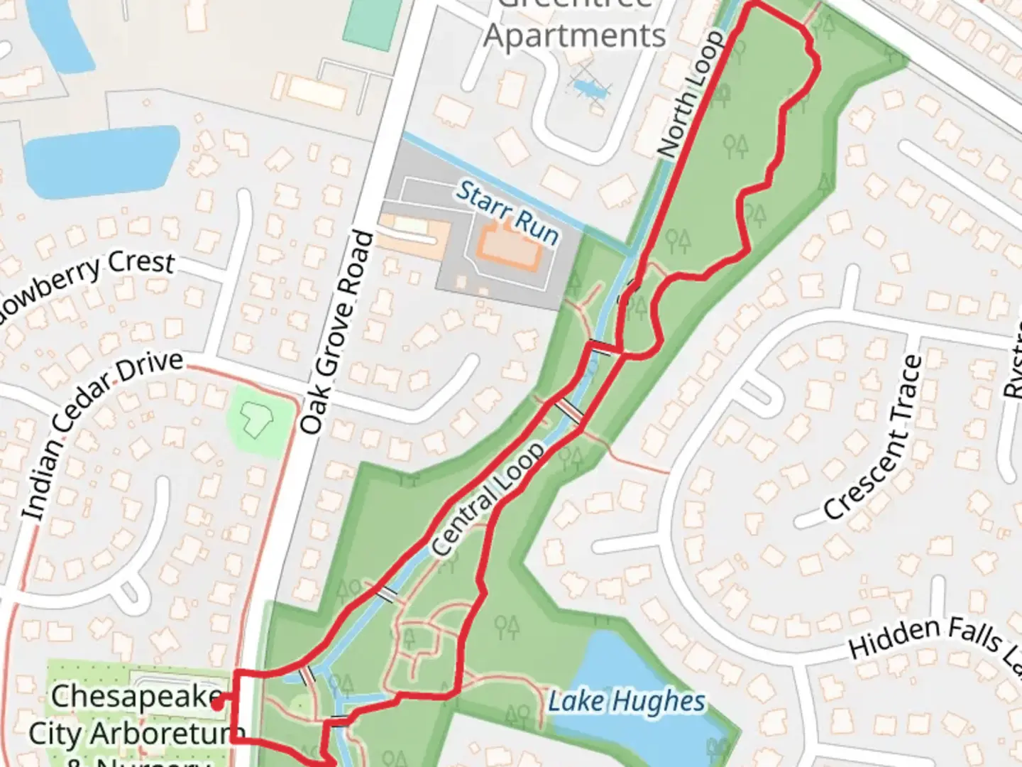 An image depicting the trail Starr Run - Central and North Loop and its surrounding area.
