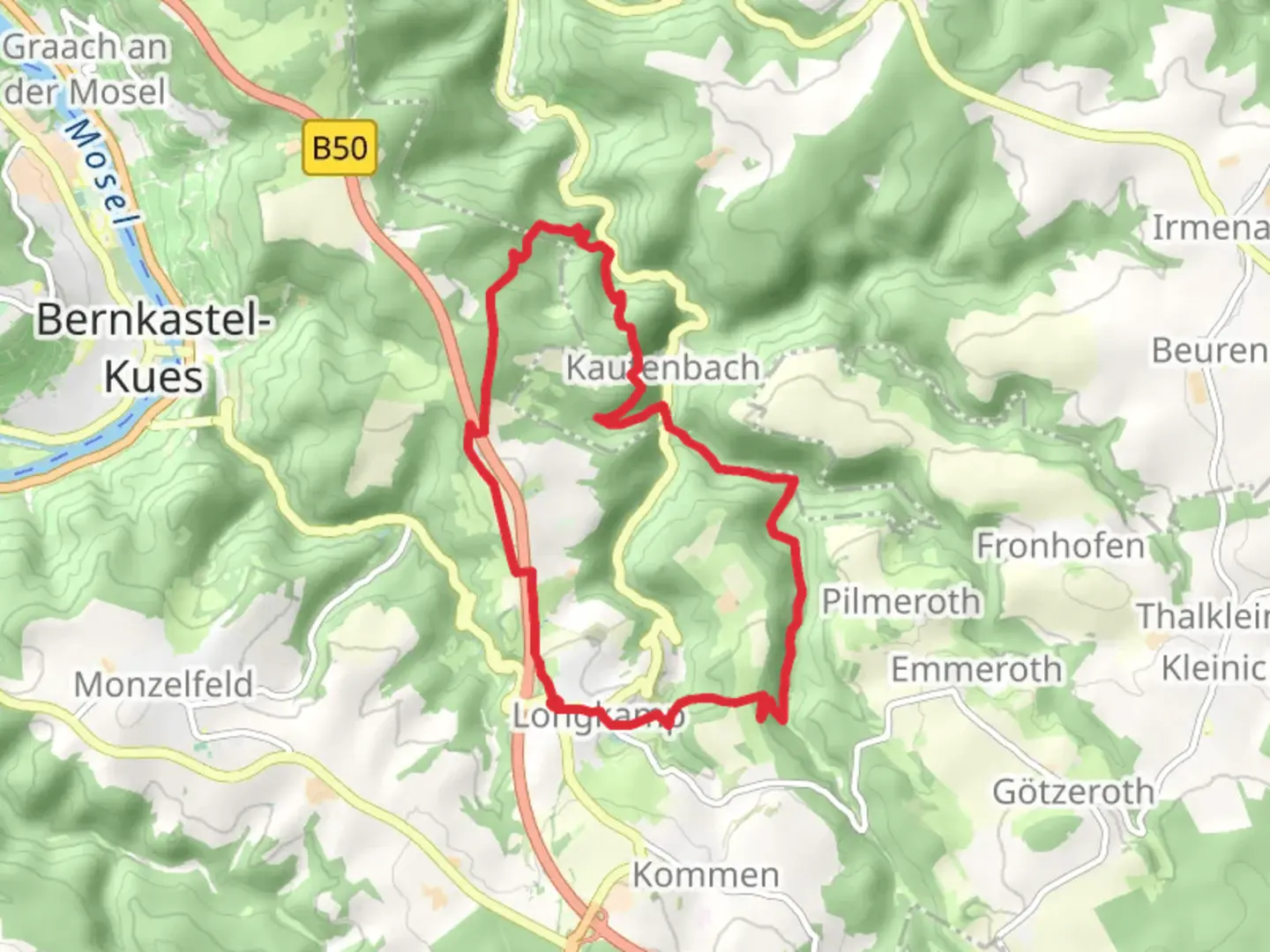 An image depicting the trail Kautenbach Tour and its surrounding area.