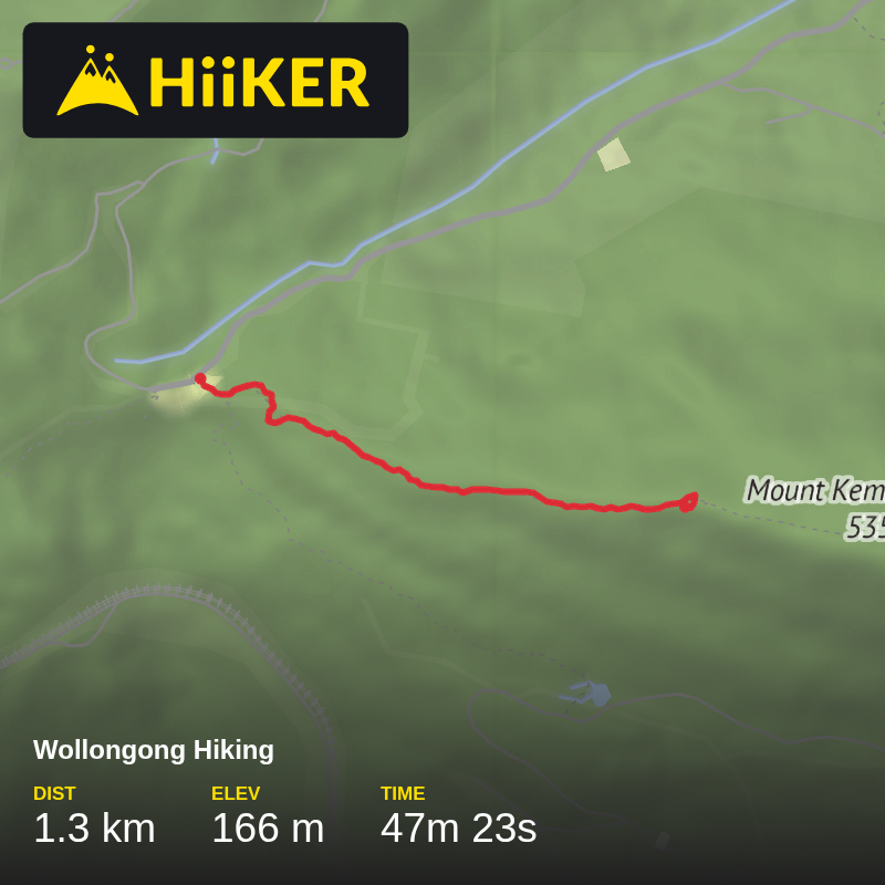A map preview of the recording Wollongong Hiking.