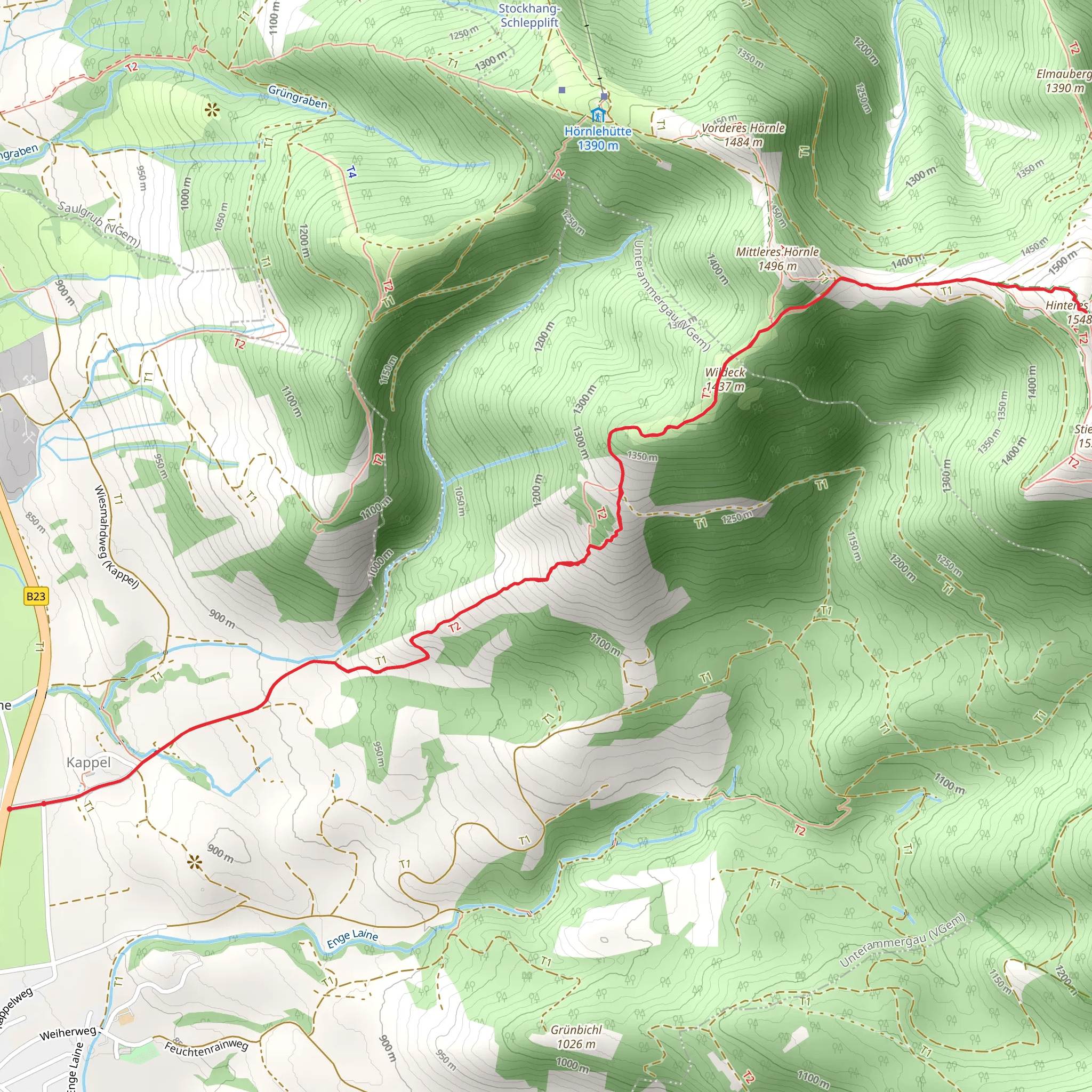 Hinteres Hörnle Peak Walk via Wildeck and Kappel mobile static map