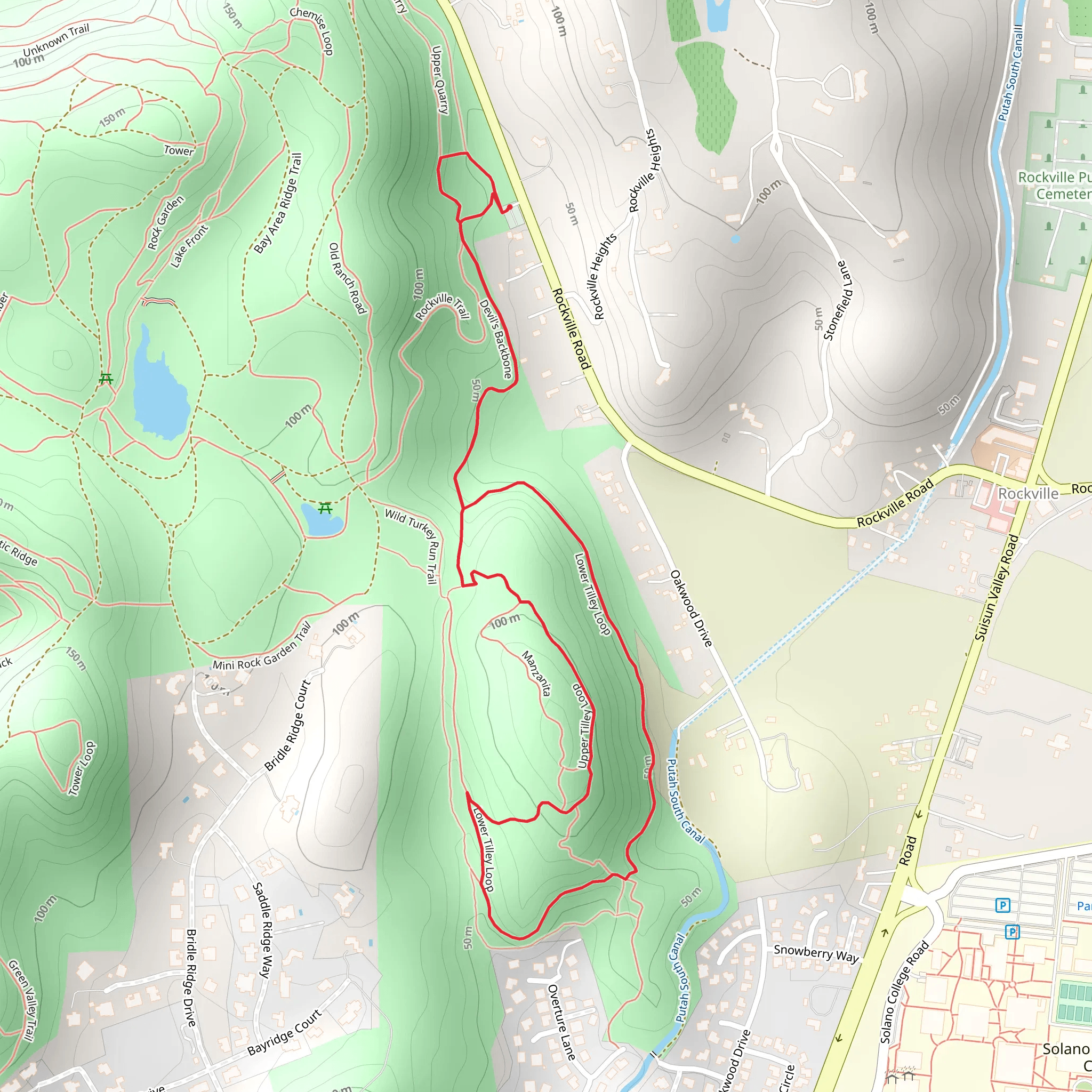 Devil's Backbone, Lower and Upper Tilley Loop Trail mobile static map