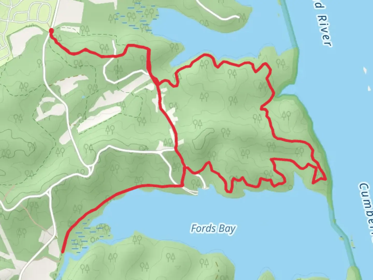 An image depicting the trail Fords Creek and Lick Creek Overlook via Trail 1,2 and 8 and its surrounding area.