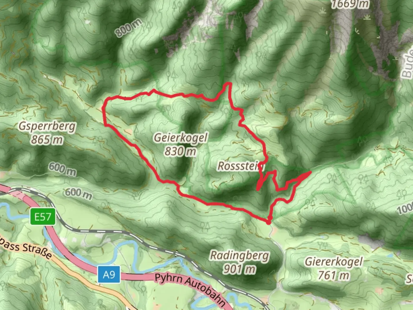 An image depicting the trail Rettenbach - Rießriegl - Spannriegl - Koppen and its surrounding area.